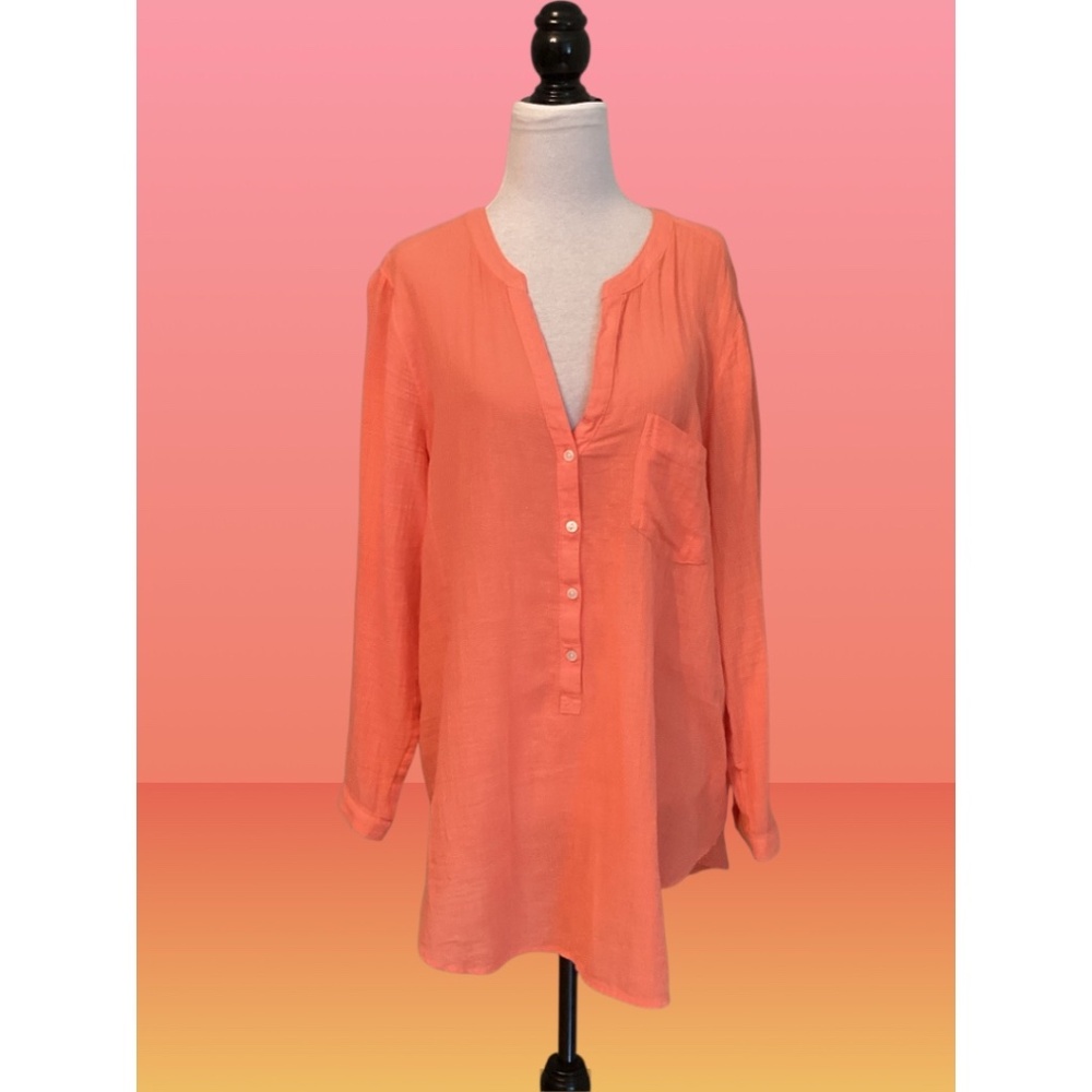 Old Navy–Women’s Long Sleeve Tunic Blouse—Size L—Coral